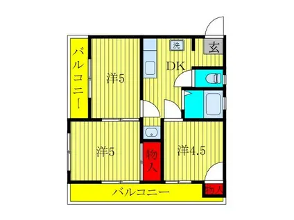 サンライズ都賀(3DK/2階)の間取り写真