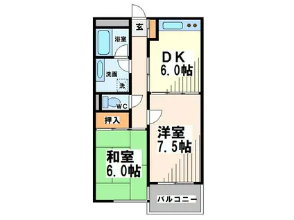 アイビーコート(2DK/2階)の間取り写真