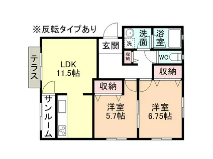 T-スクエア AB(2LDK/2階)の間取り写真