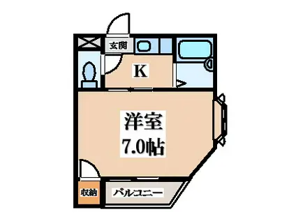 クワイエット四條畷(1K/3階)の間取り写真