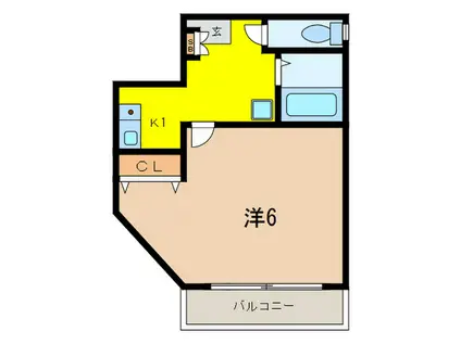 ADSQUARE住吉南(1K/1階)の間取り写真