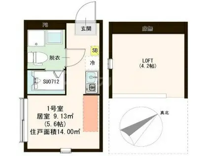 SUNLOTUS葛西(ワンルーム/1階)の間取り写真