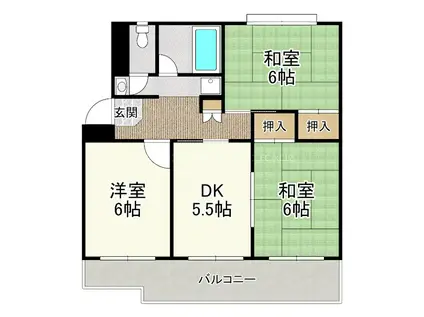 湖南コーポクライノII(3DK/4階)の間取り写真