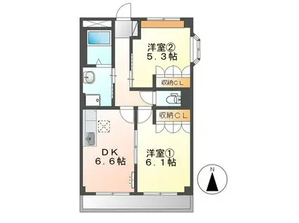 DOLPH(2DK/1階)の間取り写真