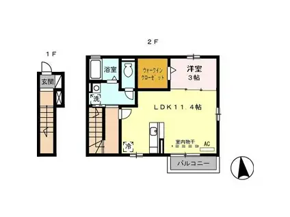 D-ROOM MS(1LDK/2階)の間取り写真