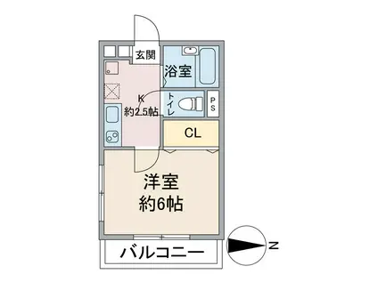 ソフィアヒルズ(1K/2階)の間取り写真