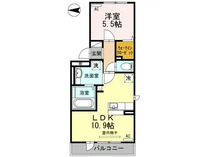 ルミエール長嶺(1LDK/3階)の間取り写真