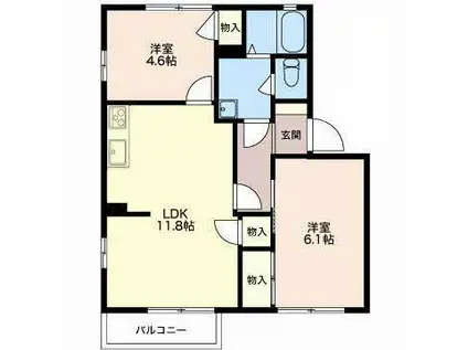 ハイツマツゾエB(2LDK/2階)の間取り写真