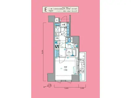 GENOVIA中野野方GREEN VELL(1K/6階)の間取り写真