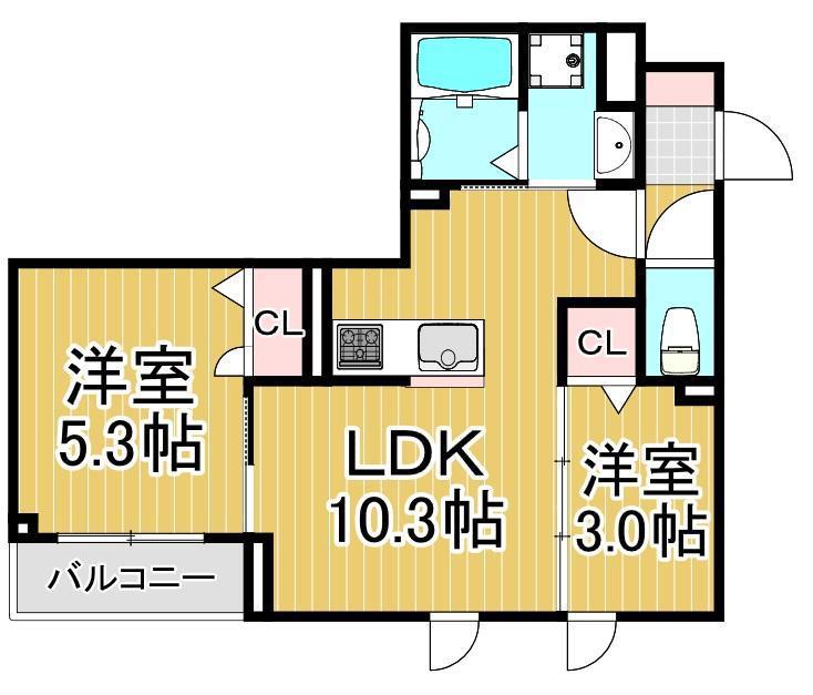 セレスティア南花畑III(2LDK/1階)の間取り写真