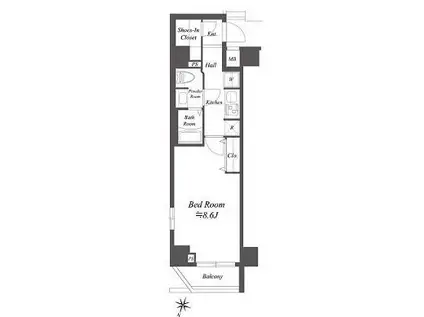 GENOVIA荻窪IISKYGARDEN(1K/8階)の間取り写真