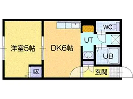 スワンコート(1DK/3階)の間取り写真