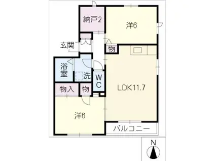 ミレニアム・タウン 雪華(2LDK/2階)の間取り写真