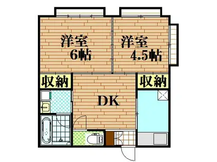ヤマセマンション(2DK/2階)の間取り写真