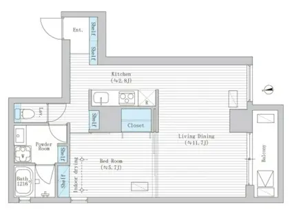 ラレイナ市谷加賀町(1LDK/3階)の間取り写真