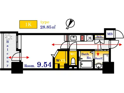 セントヒルズ段原(1K/4階)の間取り写真