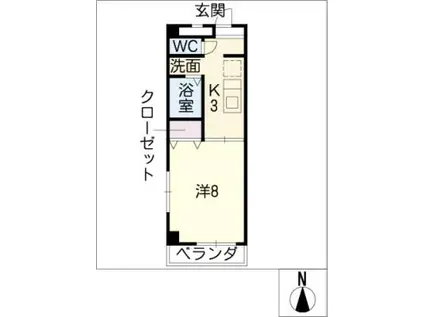 ヒルズヤマザト(1K/5階)の間取り写真