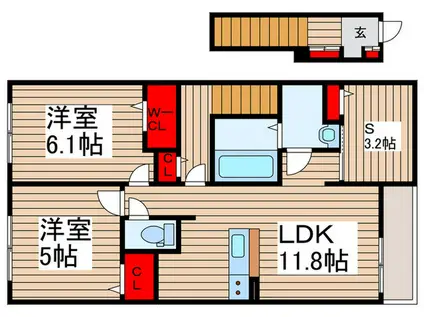 GROVE STAGE A棟(2SLDK/2階)の間取り写真