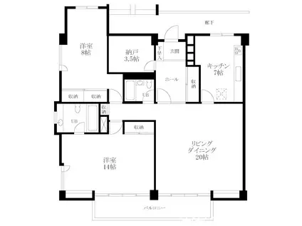 節山マンション(2SLDK/3階)の間取り写真