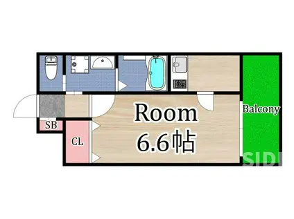 WOB京橋(1K/3階)の間取り写真