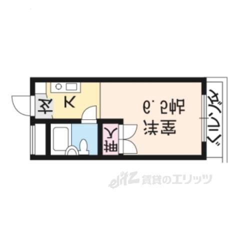 ハイツ大田(1K/4階)の間取り写真
