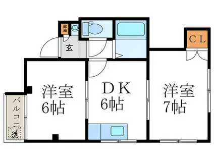 セーブルフジイ太子道(2DK/2階)の間取り写真
