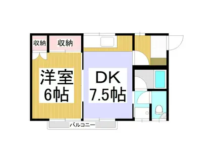 ツルコーポ(1DK/2階)の間取り写真