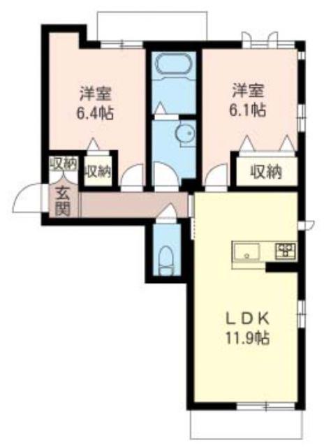 グリーンヒルズ元総社(2LDK/3階)の間取り写真