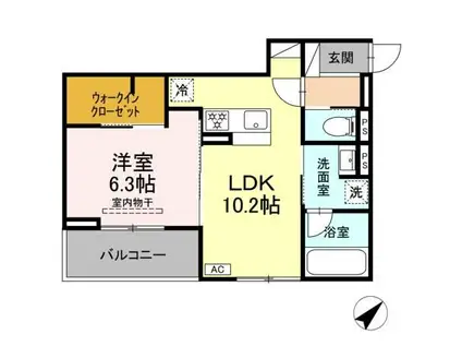 D RIVET 谷田(1LDK/3階)の間取り写真