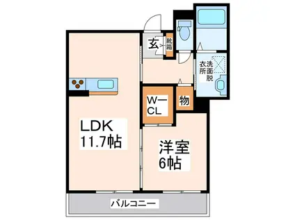 ハッピーステイ(1LDK/2階)の間取り写真