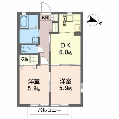ラフィネ(2DK/1階)の間取り写真