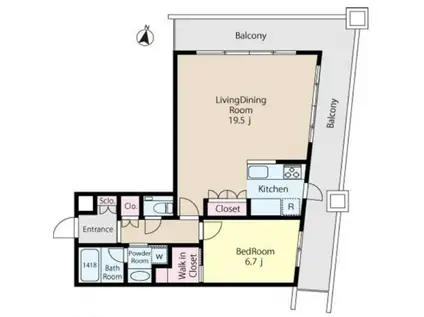 EPONOQU市ヶ谷 エポノーク市ヶ谷(1LDK/9階)の間取り写真
