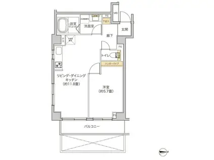 タイズ住吉(1LDK/4階)の間取り写真