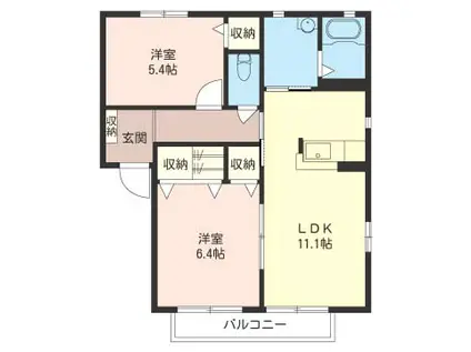 ルミエール(2LDK/2階)の間取り写真