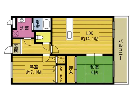 アディα(2LDK/2階)の間取り写真