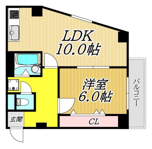 市隆ハイツ武庫之荘(1LDK/3階)の間取り写真