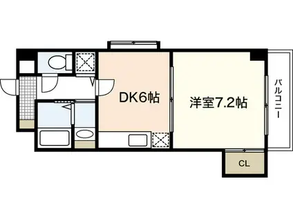 AZALEA中広(1DK/2階)の間取り写真