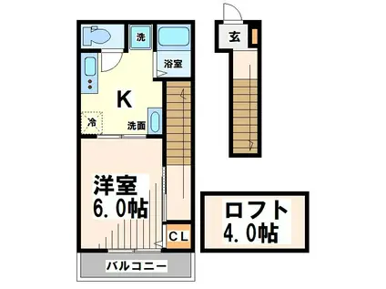 エカテリーゼ(1K/2階)の間取り写真