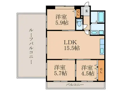 パシフィック箱崎VII(3LDK/6階)の間取り写真