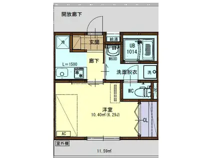 イーストタウンMTKII(1K/1階)の間取り写真