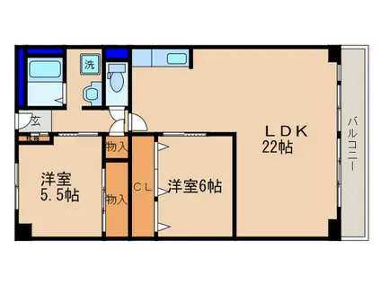 シャルマンコーポ草津(2LDK/6階)の間取り写真