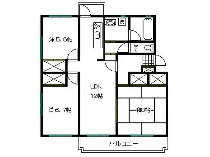 堤ヶ丘ヒルズ(3LDK/2階)の間取り写真