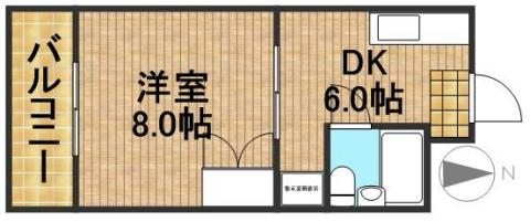 コーポいとうV(1DK/1階)の間取り写真
