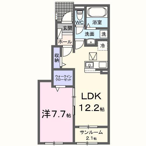 サンフォーエバー(1LDK/1階)の間取り写真