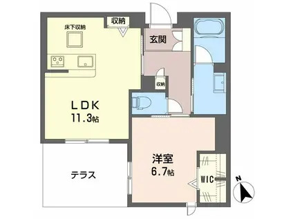 シャーメゾン 木の実(1LDK/1階)の間取り写真