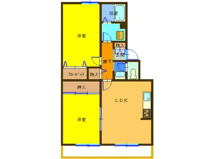 グランデフローラ(2LDK/1階)の間取り写真