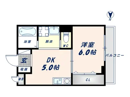 インフィールドII(1DK/3階)の間取り写真