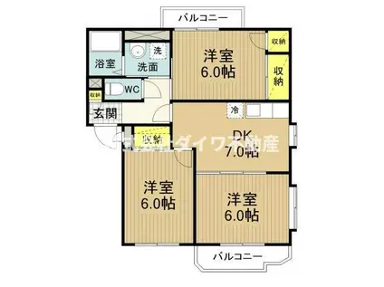 シャトールK.S(3DK/1階)の間取り写真