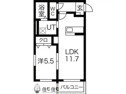 ハートフルマンション上野(1LDK/2階)の間取り写真