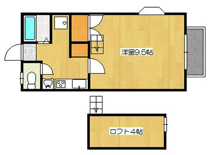 キャプテンハイツ(1SK/2階)の間取り写真